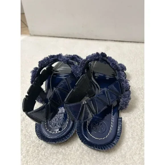 Tory Burch Freya Eyelet navy blue Sandals size 8.5 - Picture 4 of 7